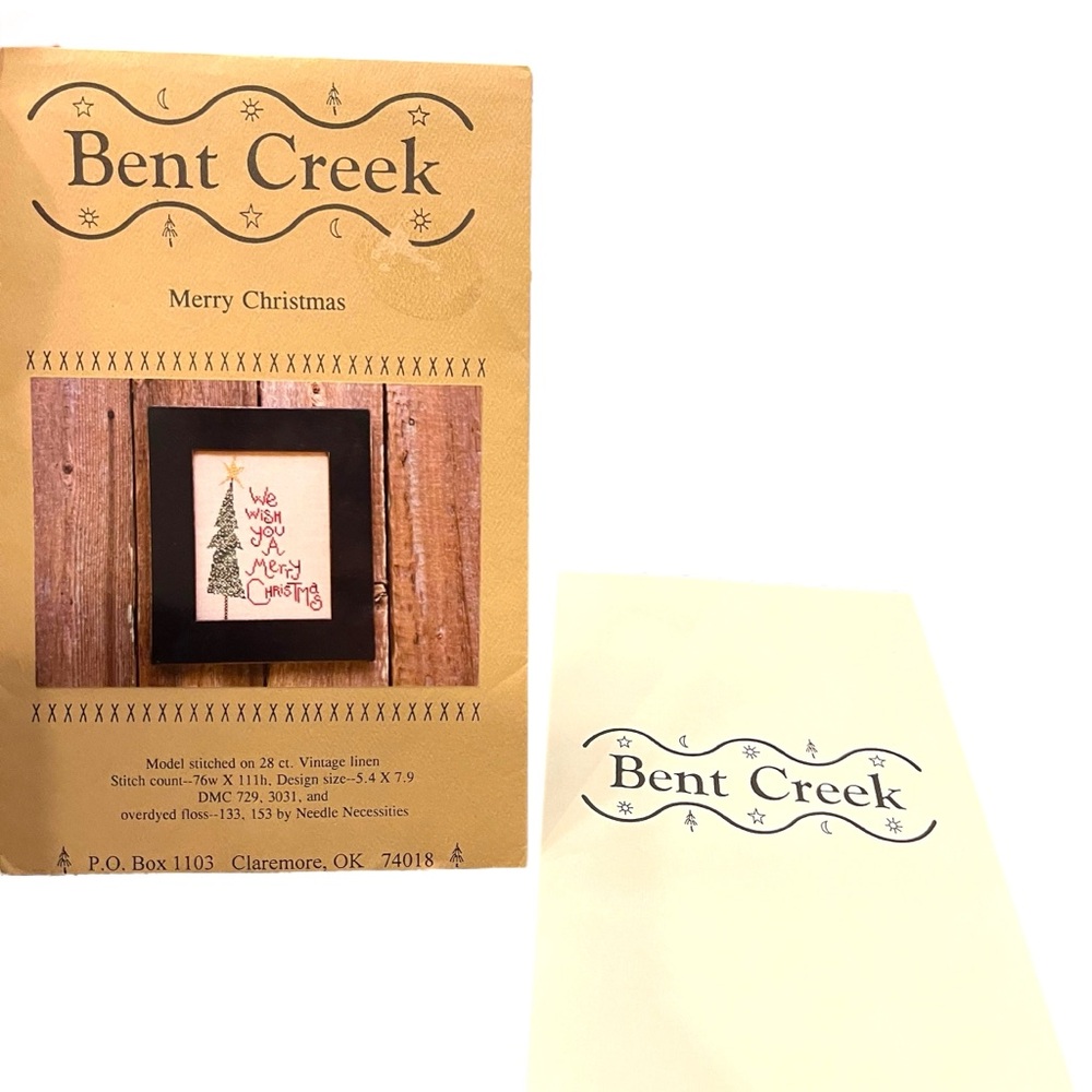Bent Creek Merry Christmas Cross Stitch Pattern Xmas Tree Star Farmhouse Cottage